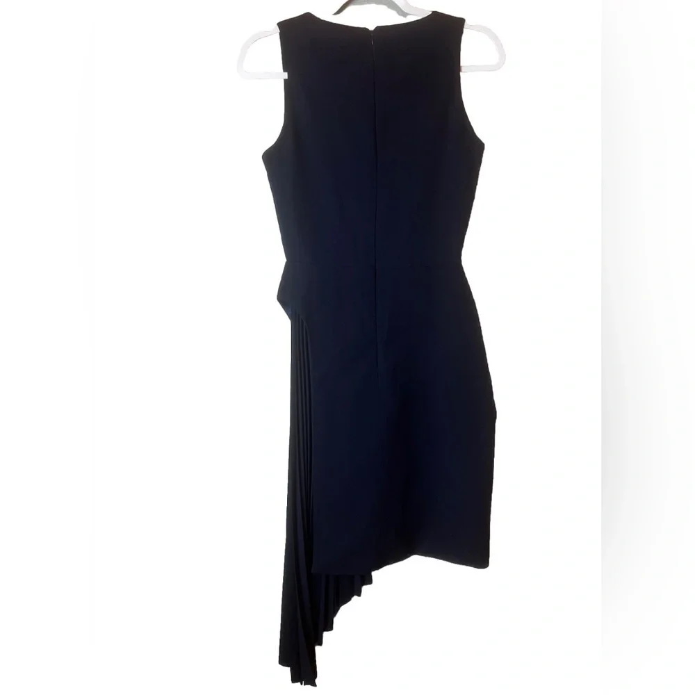 NWT Georgia Hardinge Navy Structural Asymmetrical Pleated Dress Size S - Picture 4 of 6